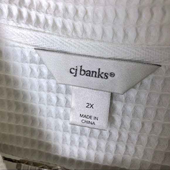 White CJ Banks Jacket Waffle Knit Full Zipper Plus - Picture 4 of 8